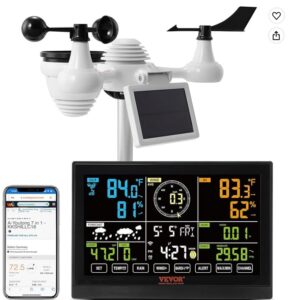 VEVOR Professionell WLAN-väderstation 7-i-1 soldriven vädercenter